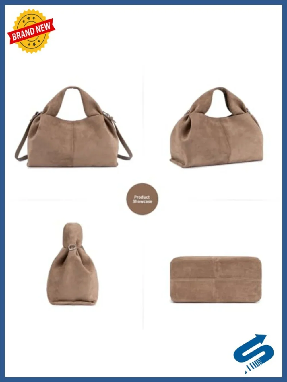 Vintage Half-Moon Suede Hobo Bag, Faux Suede Shoulder Handbag Soft Tote